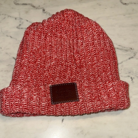 Love Your Melon Accessories - Love Your Melon Red& White Marled Knit Beanie